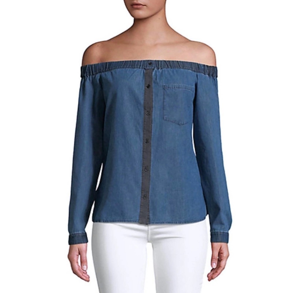 Bailey 44 Off the Shoulder Denim Top Large